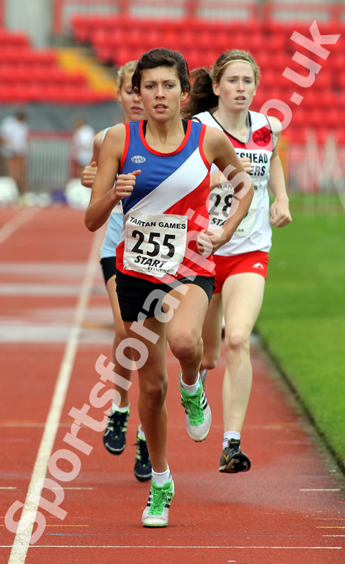 Chelsea Nugent (Carlisle Aspatria) on her way to winning the Under-15 1500 metres, Gateshead Tartan Games